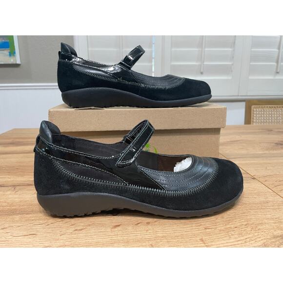 Naot Kirei Mary Jane Black Suede Leather Combo Size 10/11 US 41 EU NIB Versatile - Picture 2 of 14